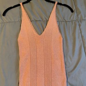 Sparkly Pink Ribbed Tank Top